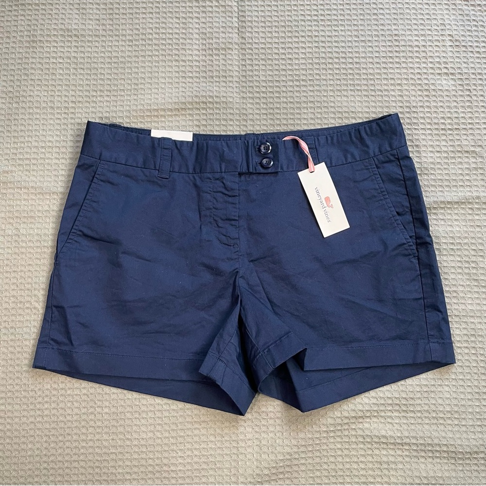 New Vineyard Vines Dayboat Chino Shorts 8 Womens Stretch Navy Blue Preppy